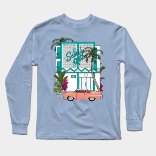 Seaside Breeze Block Apartments with Plants Long Sleeve T-Shirt